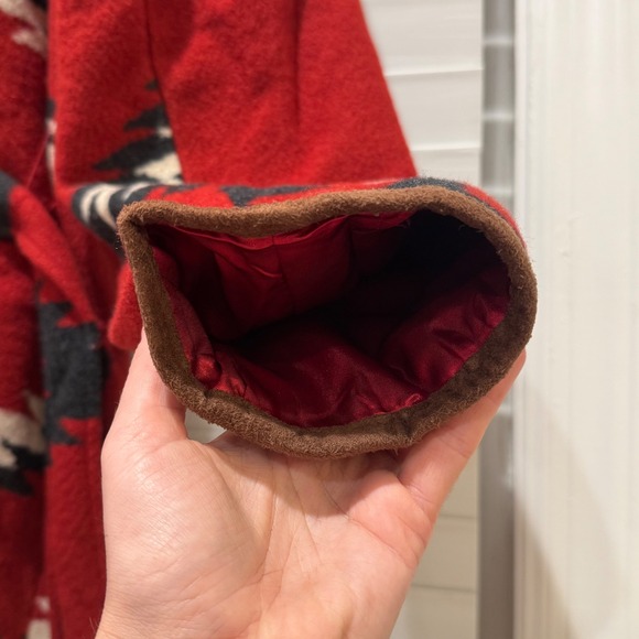 Black Mountain Southwestern Aztec Wrap Coat Womens Large Red Navajo Pattern - Picture 7 of 9